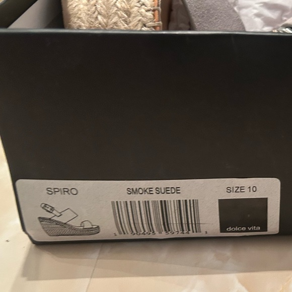 NIB Dolce Vita Taupe Espadrille Platform Wedges with Snake-Print Strap - size 10 - Picture 3 of 7